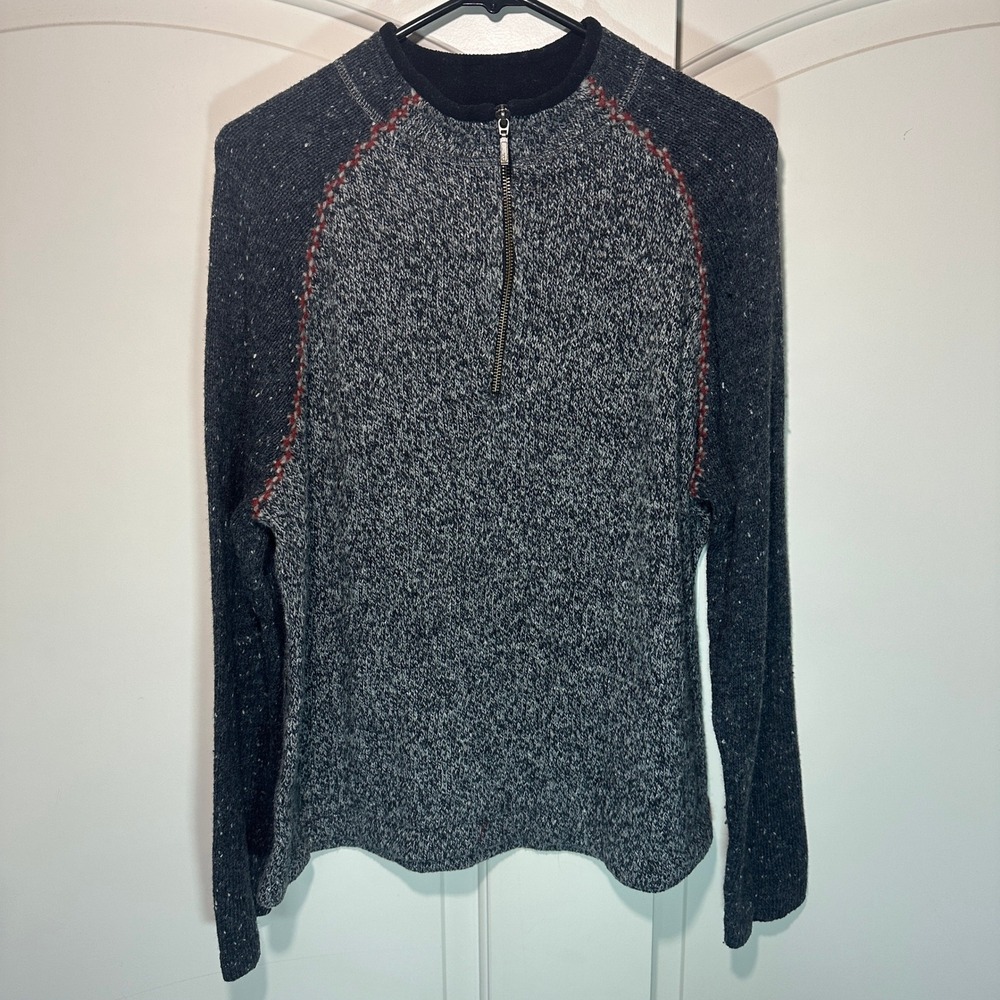 Woolrich Womens XL Grey Heather 1/4 Zip Sweater LambsWool‎ Blend Nordic Warm